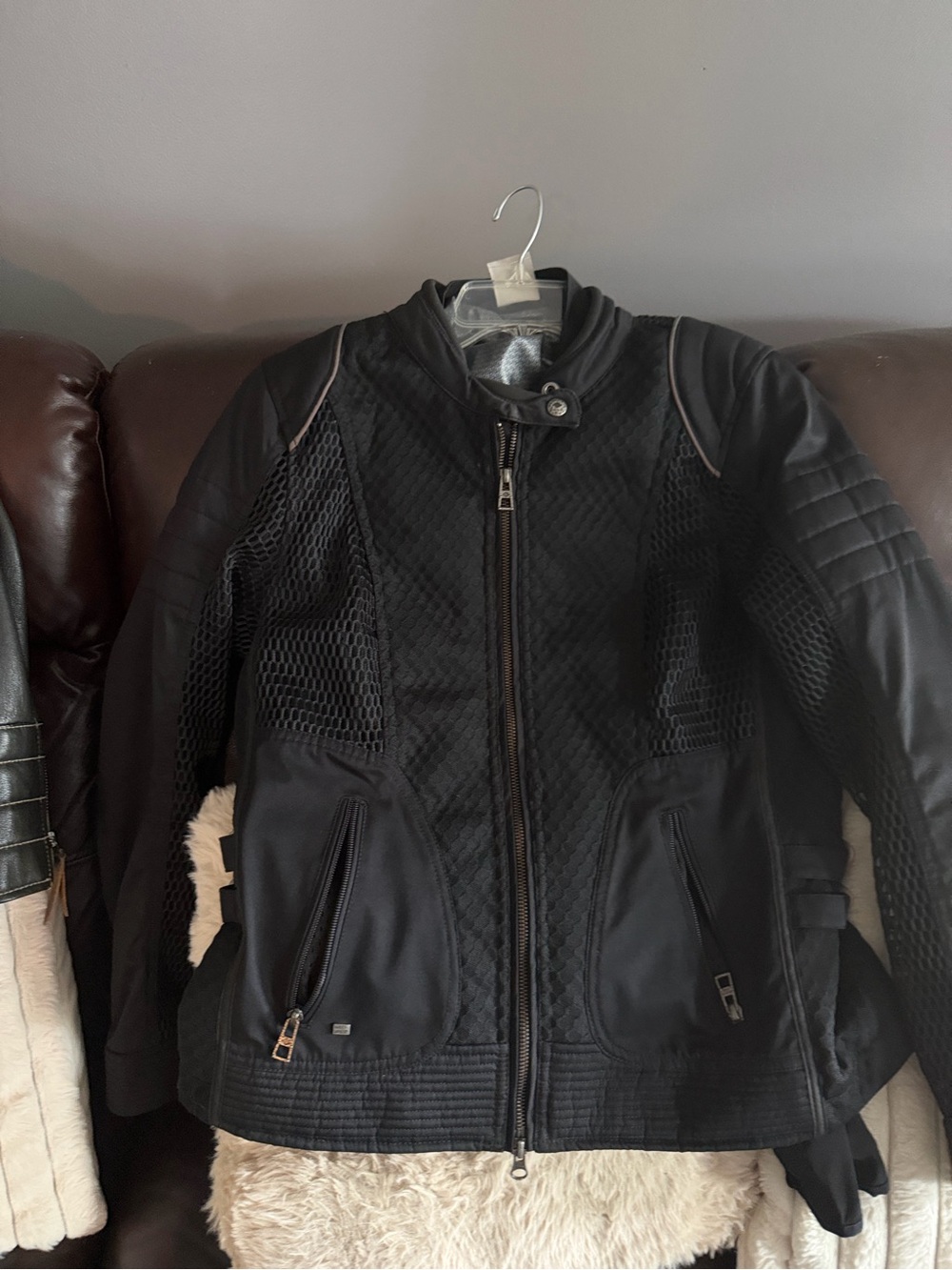 Harley-Davidson Black Quilted Moto Jacket with Mesh Panels